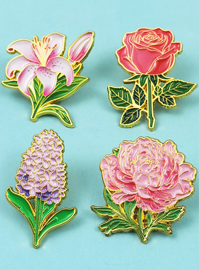 玫瑰郁金香花卉胸针百搭金属少女服装胸花小清新饰品徽章配饰