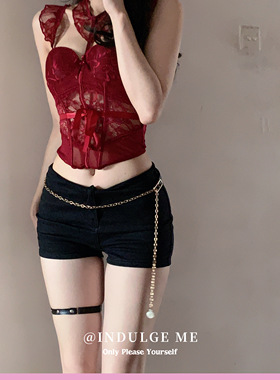 indulge me 波尔多红*孤注一掷同款纯欲风高级蕾丝内衣欧美胸衣紧