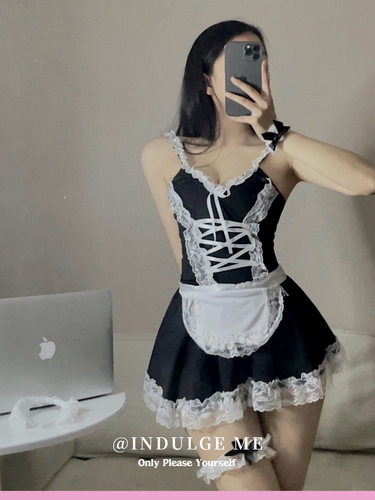 indulge me 女仆咖啡*COS角色扮演性感诱惑黑色睡裙套装