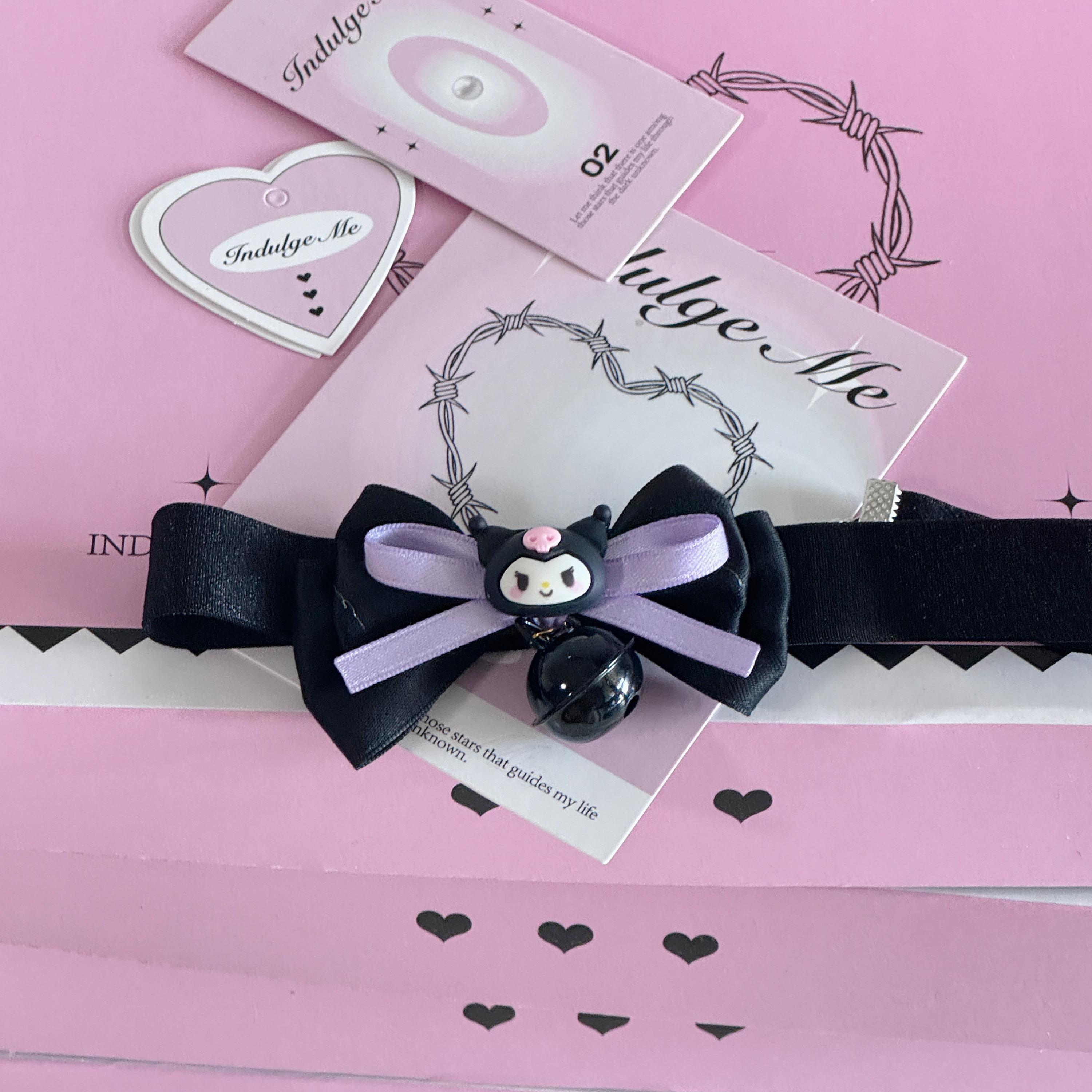 indulgeme 库洛米choker项圈带铃铛蝴蝶结脖圈简约颈带性感锁骨