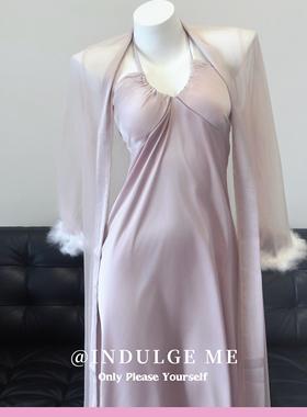 indulgeme墨雨云间*性感睡衣女甜美带胸垫冰丝纯欲长款睡裙居家服