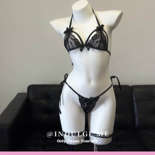 indulgeme臣服*性感睡衣女蕾丝诱惑三点式文胸内裤女居家睡衣套装