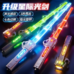 儿童双刀流光剑玩具声光感应星球大战伸缩宝剑火花激光剑发光玩具