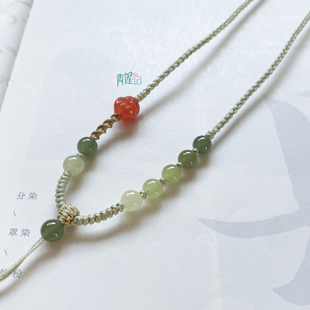 纯手工编织2MM粗四股高档天然和田玉项链绳配件半成品 青莲记