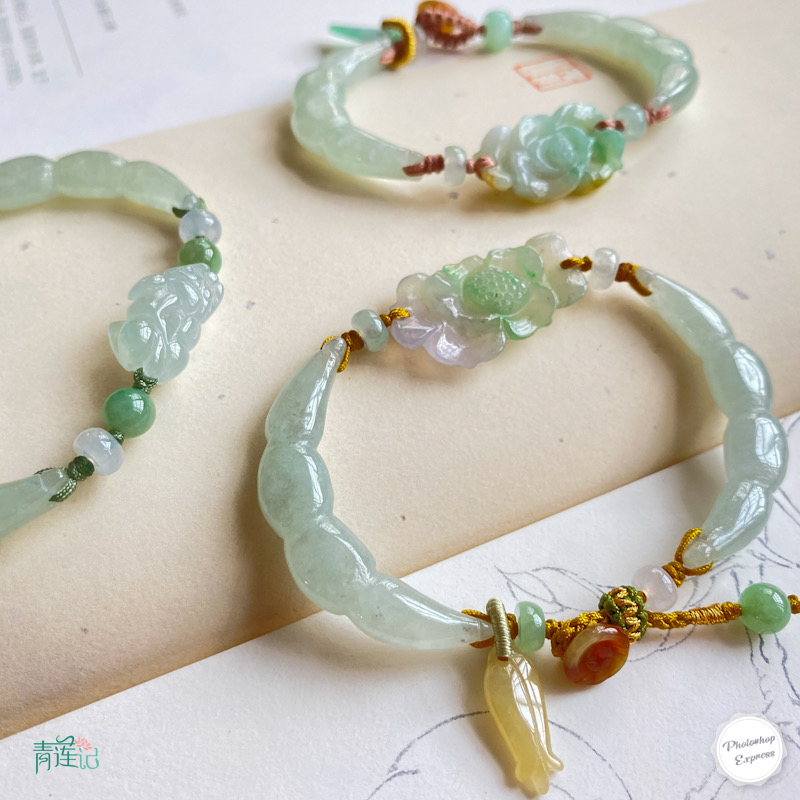 青莲记女天然翡翠原创设计手链