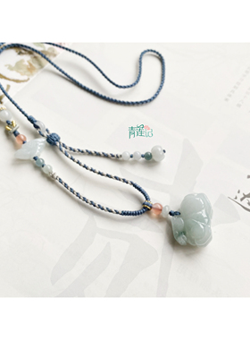 A货翡翠老糯种唐马吊坠项链