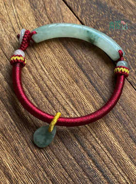 青莲记女A货翡翠半镯手链