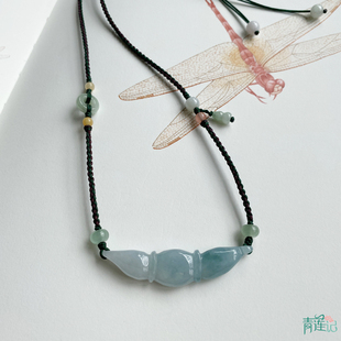 【青莲记】原创纯手工编制天然翡翠莲藕玉衡项链毛衣链百搭民族风