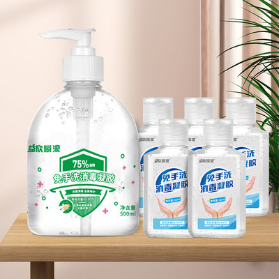 益欣免洗手液消毒杀菌500ml*1瓶+60ml*5瓶 消毒液速干酒精洗手