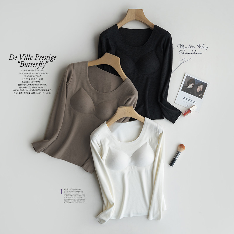 无痕德绒保暖内衣女低领带胸垫一体双面磨毛秋冬黑色打底内搭秋衣,女士内衣/男士内衣/家居服,保暖上装,淘宝优惠券,粉丝福利购,淘宝优惠卷