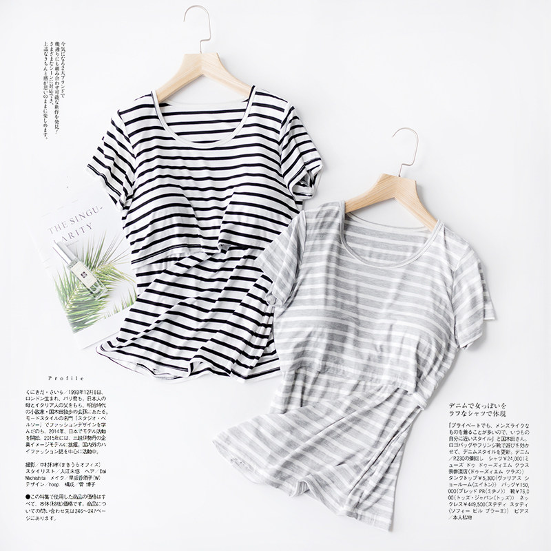 외출용 모달 수유복 여름 홈복 수유 상의 임산부 산후 반팔 티셔츠 루즈한 반팔