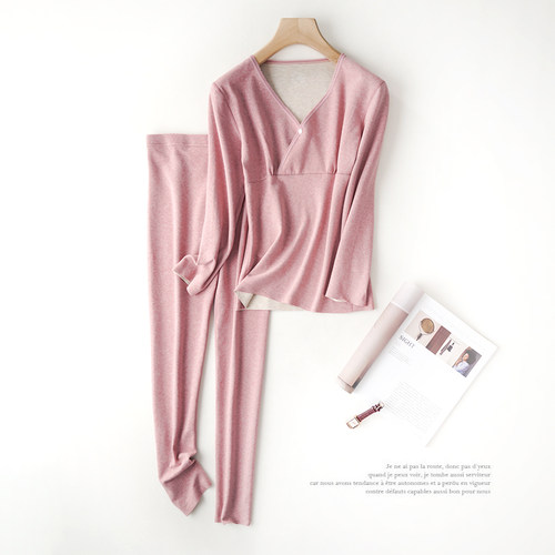 未纪德绒保暖哺乳套装无痕