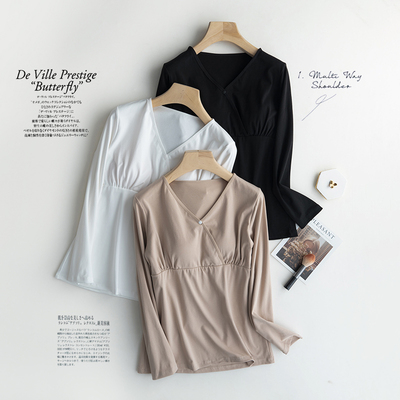 纯棉哺乳上衣秋衣免穿文胸