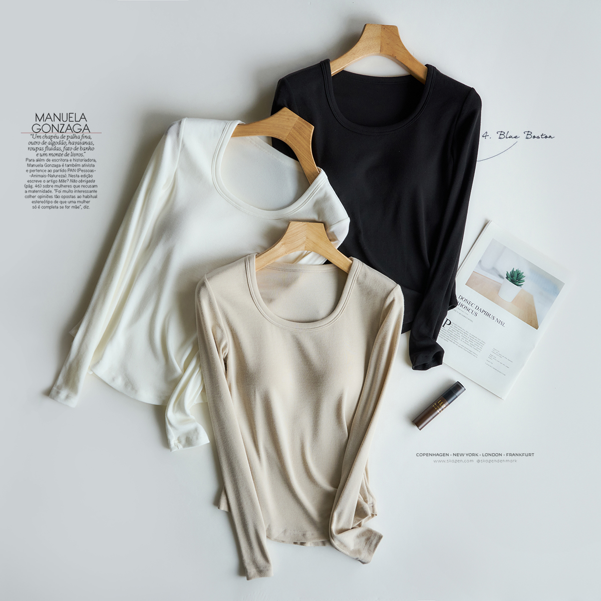 带胸垫U领亲肤内搭长袖