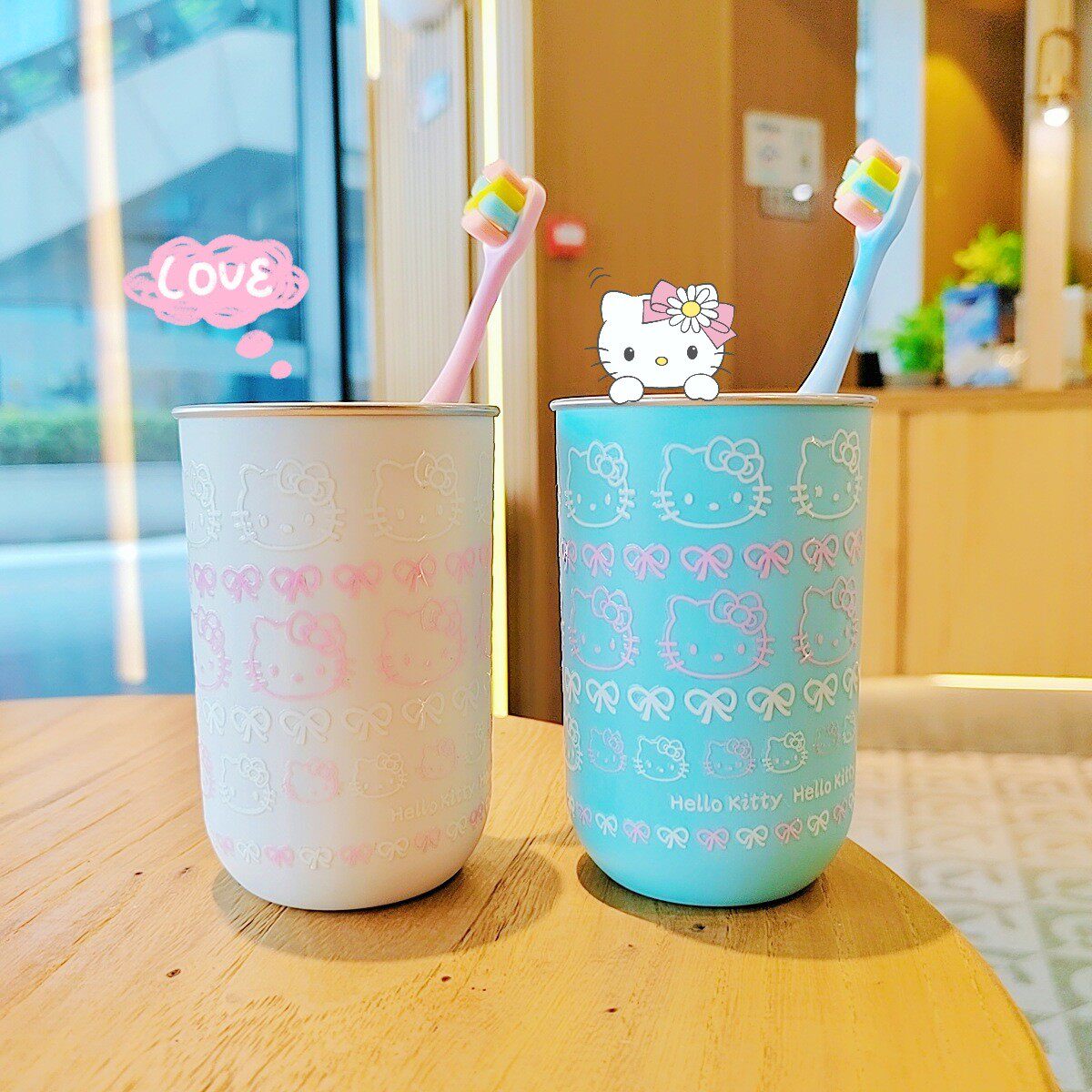 304不锈钢卡通KT洗漱杯子可爱女生仙女漱口杯创意高级牙刷杯牙缸