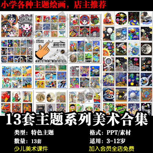 少儿童美术小学各种特主题画系列特色美术课件合集PPT创意主题课