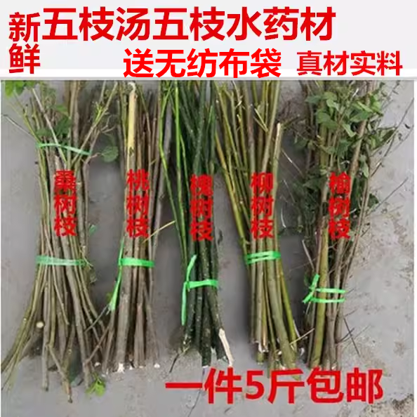 新鲜五枝汤五枝水柳枝桃枝槐枝桑枝榆树枝梨树枝楮树柏树枝柳树皮