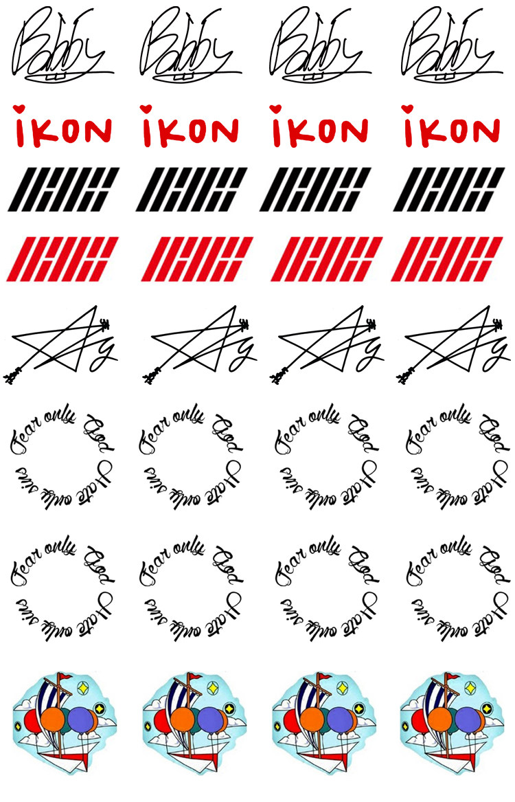 明星同款纹身 ikon bobby后背纹身金韩彬肩膀飞船脚腕英文纹身贴