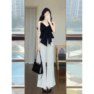 法式 子大方得体穿搭两件套 赫本风独特绝美小上衣女夏季 高腰阔腿裤
