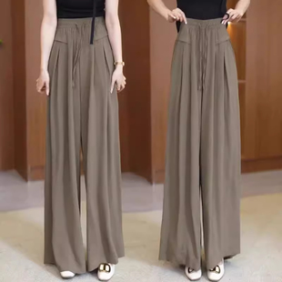 高腰垂感宽松中年妈妈裤 女夏薄款 子 小个子休闲阔腿裤 清仓捡漏大码