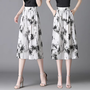 宽松休闲显瘦垂感小个子七八分阔腿裤 薄款 女高腰夏季 清仓捡漏裙裤