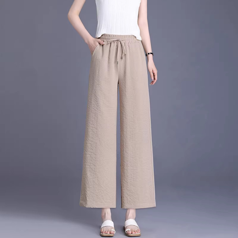 清仓捡漏冰丝阔腿裤女夏季薄款小个子高腰垂感宽松显瘦直筒九分裤,女装/女士精品,大码裤装,淘宝优惠券,粉丝福利购,淘宝优惠卷