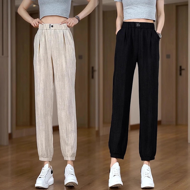 清仓捡漏休闲束脚灯笼裤女大码外穿高腰冰丝垂感小个子九分运动裤,女装/女士精品,大码裤装,淘宝优惠券,粉丝福利购,淘宝优惠卷