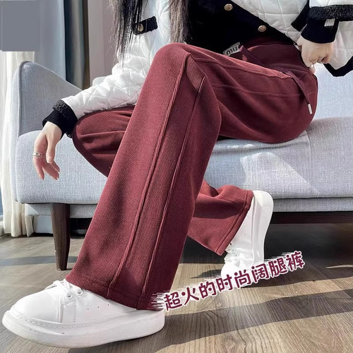 直筒休闲裤秋冬季加绒加厚香蕉裤
