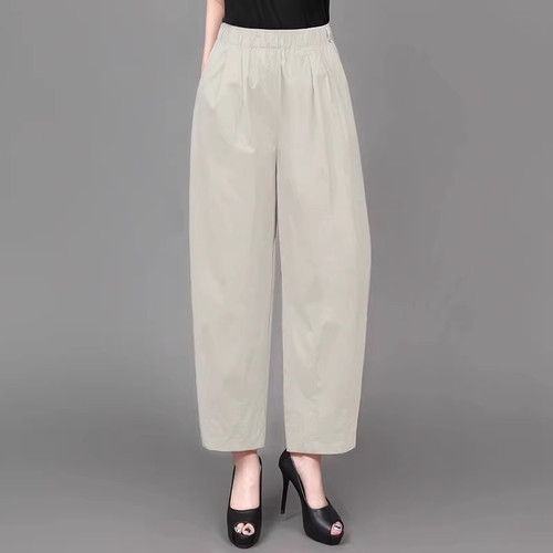 冰丝九分裤大码休闲萝卜老爹裤女
