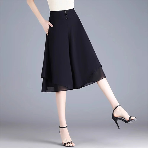 裤子雪纺裙裤高腰宽松显瘦阔腿裤