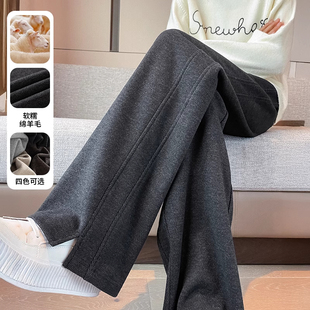 香蕉人字纹加绒加厚直筒休闲运动裤 清仓捡漏羊毛呢阔腿裤 子女秋季