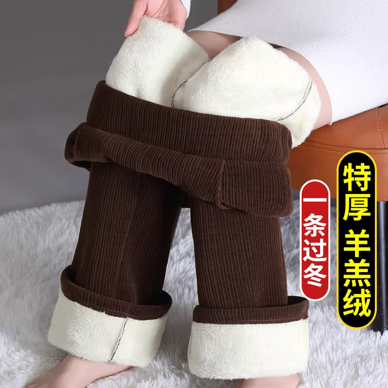 雪尼尔加绒加厚休闲垂感直筒裤女