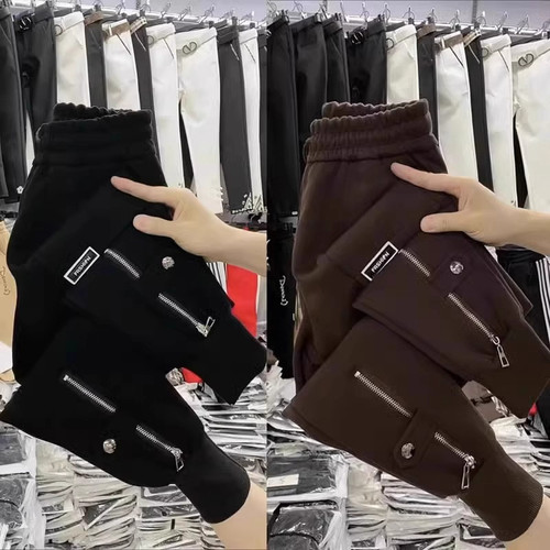 宽松哈伦裤刺绣字母运动束脚裤子