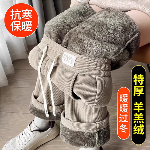 雪尼尔加绒保暖棉裤灯芯绒直筒裤