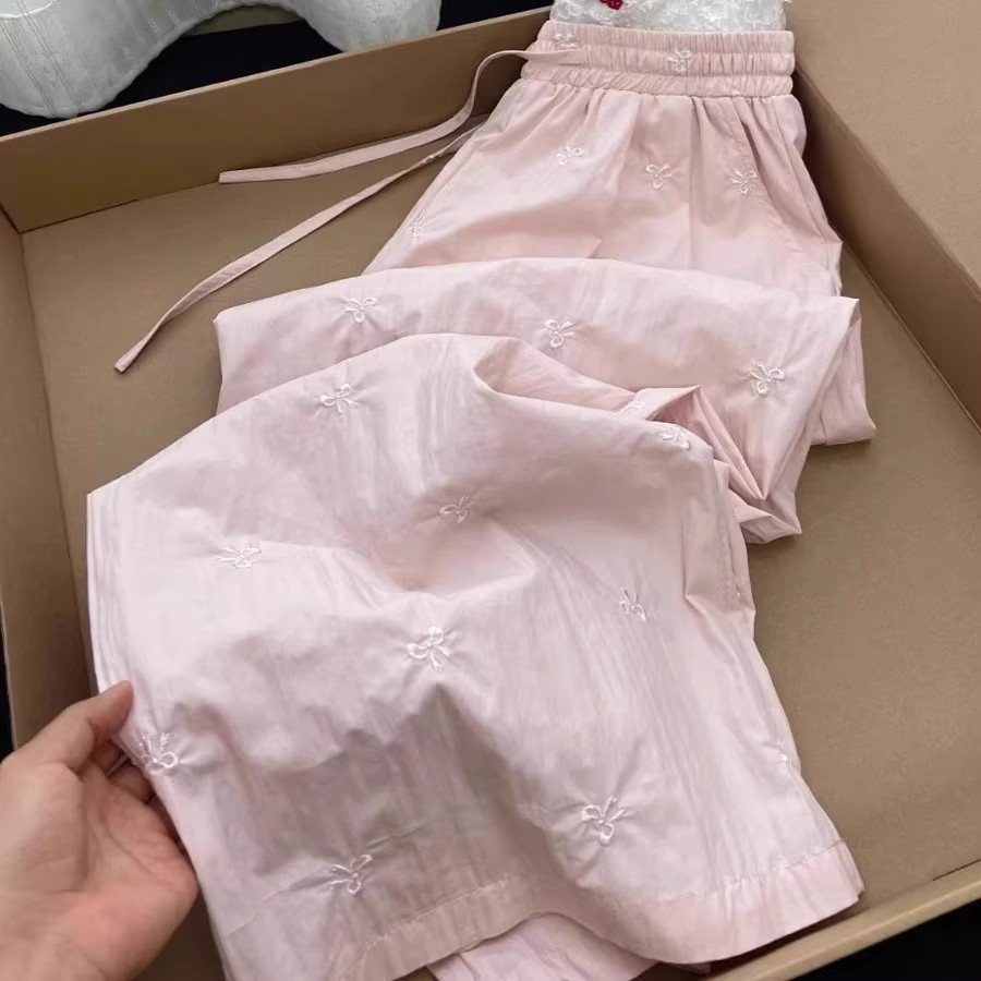 清仓捡漏大码工装休闲裤女夏薄款休闲小个子遛弯刺绣蝴蝶结阔腿裤,女装/女士精品,大码裤装,淘宝优惠券,粉丝福利购,淘宝优惠卷