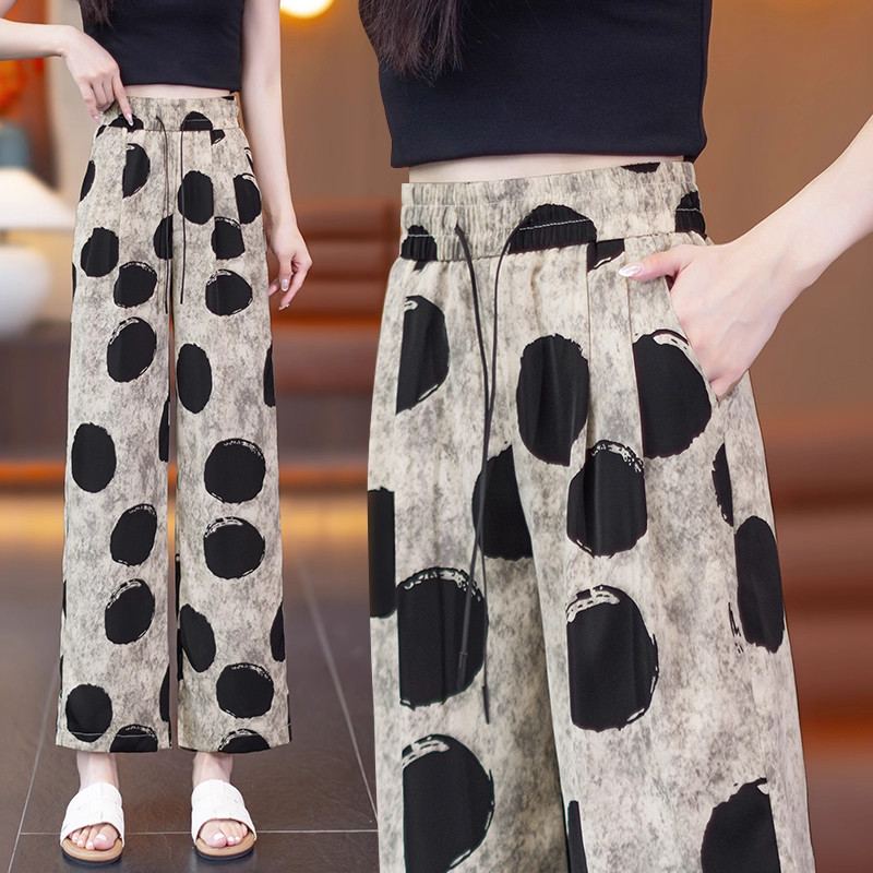 清仓捡漏松紧腰复古扎染波点裤子女小个子宽松直筒拖地休闲防晒裤,女装/女士精品,大码裤装,淘宝优惠券,粉丝福利购,淘宝优惠卷