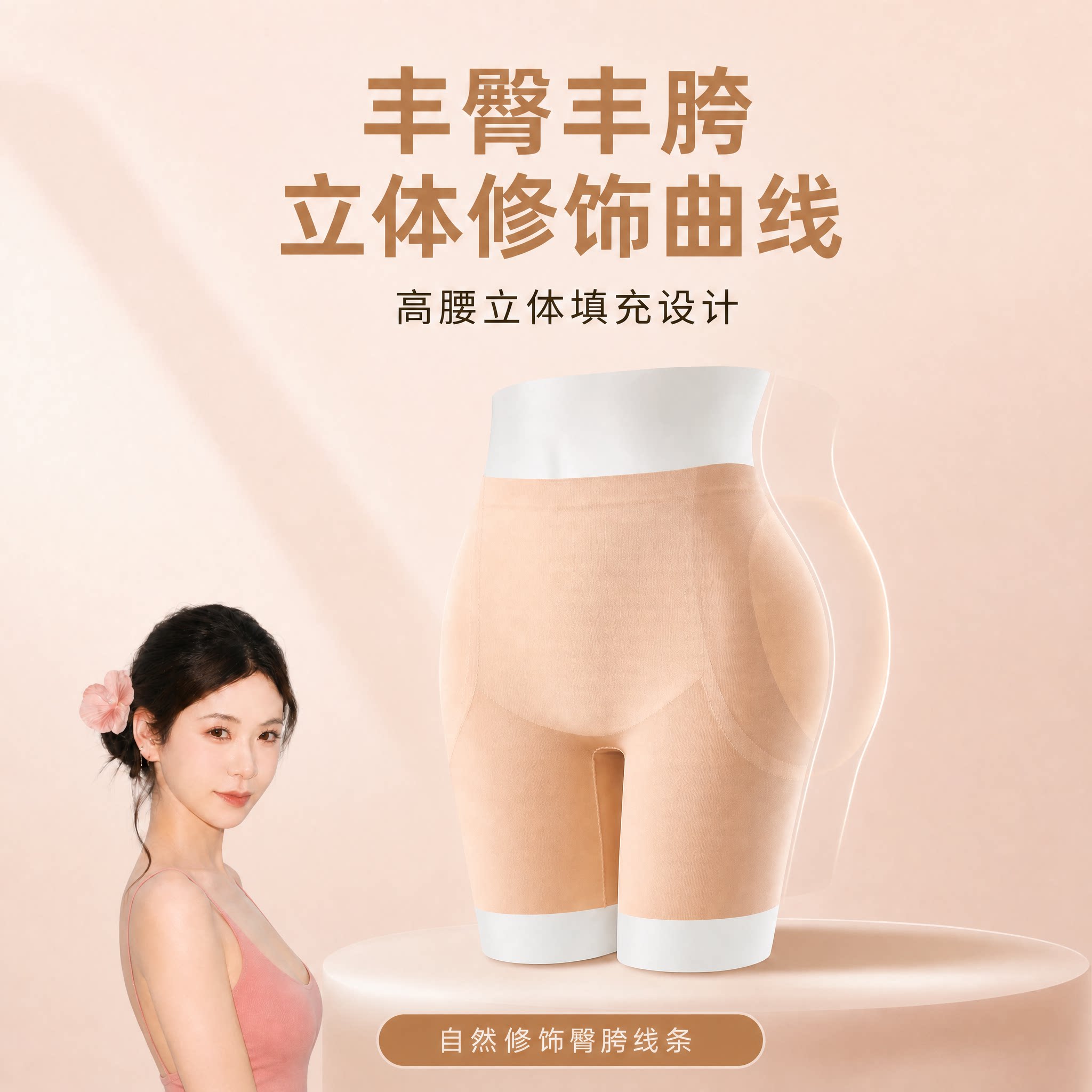 无痕隐形丰胯提臀蜜桃臀内裤