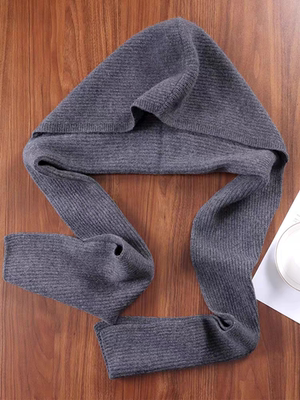 羊毛带帽披肩秋季时尚保暖连帽一体女装饰围脖防寒护颈两用围巾潮