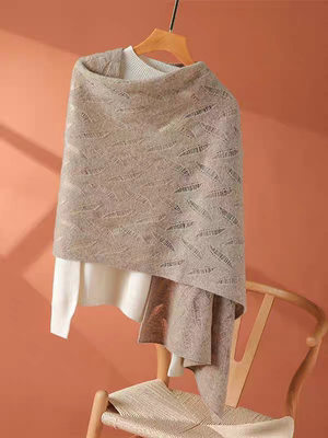 秋冬新款100纯羊毛围巾女高端时尚针织百搭大围脖保暖羊绒披肩