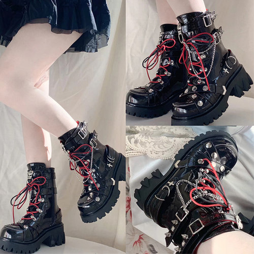 仙女教母马丁靴PU橡胶