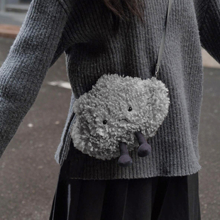 乌云斜挎包毛绒可爱蔡依林同款ins风暴云玩偶包网红搞怪单肩包