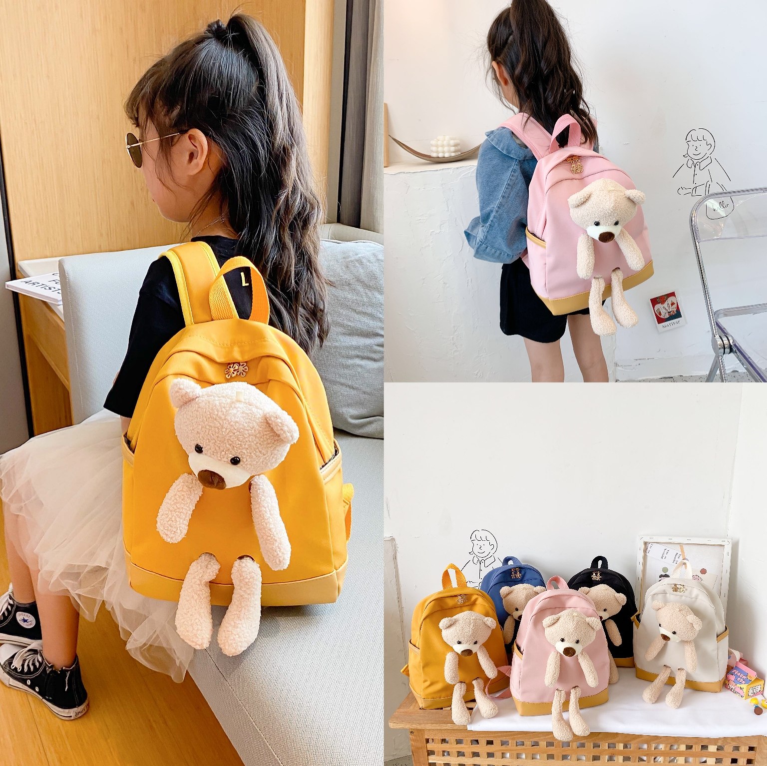 幼儿园儿童书包韩版卡通小熊出游