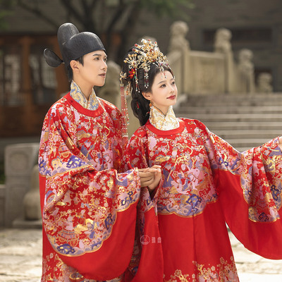 汉服明制百子衣仿妆花圆领袍礼服