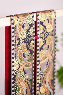 琉鱼汉服 圆领袍仿妆花 原创满地金霞帔汉婚花嫁婚服霞帔可配大衫