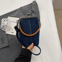 沐木良品原創(chuàng)牛仔布包手機(jī)包斜挎包文藝手提包百搭通勤手工女包
