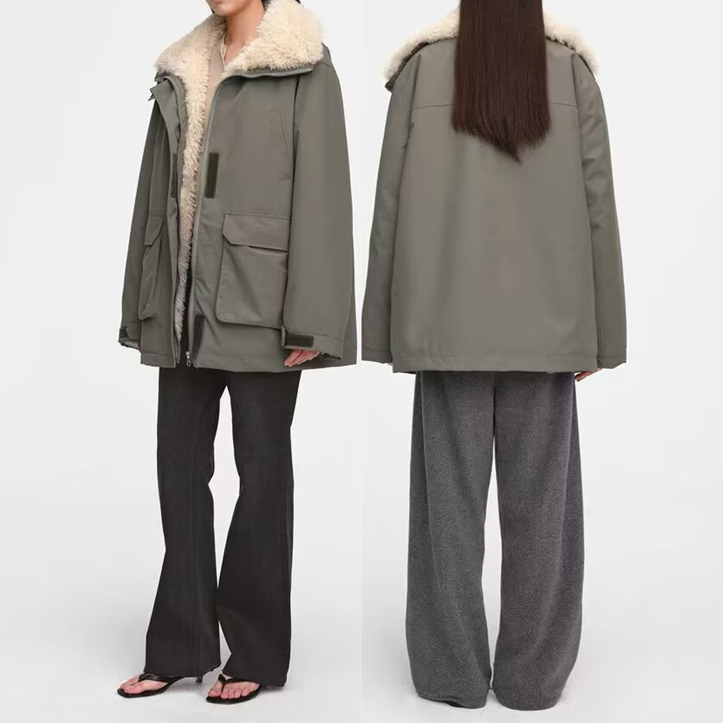 保暖宽松中长款加厚派克服女
