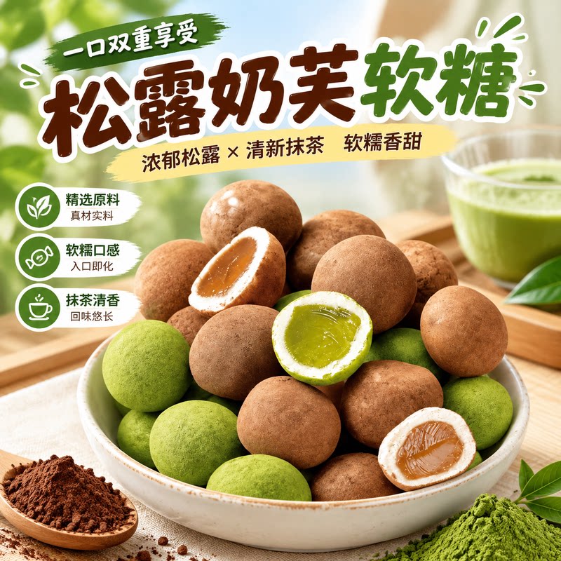 奇事松露奶芙夹心软糖105克脆皮