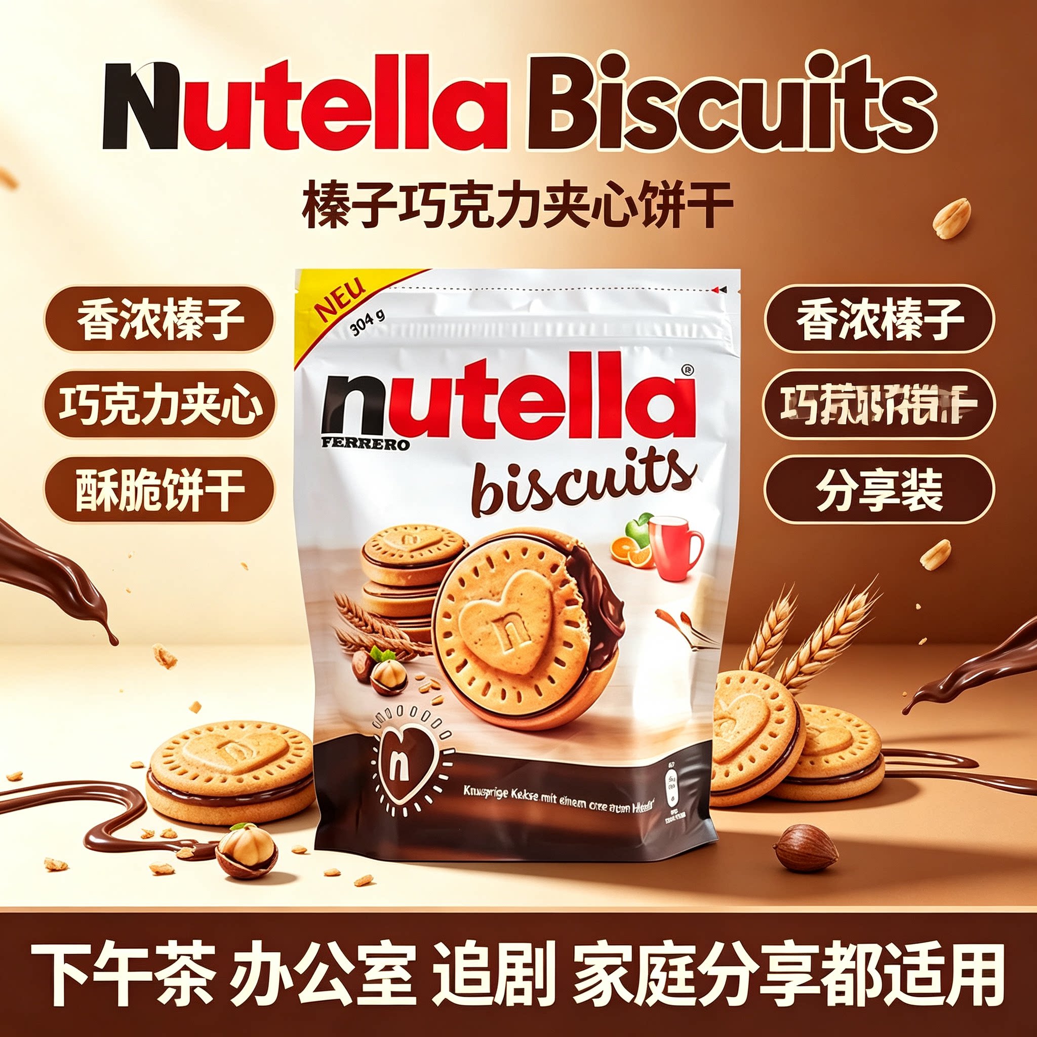 进口费列罗能多益夹心饼干
