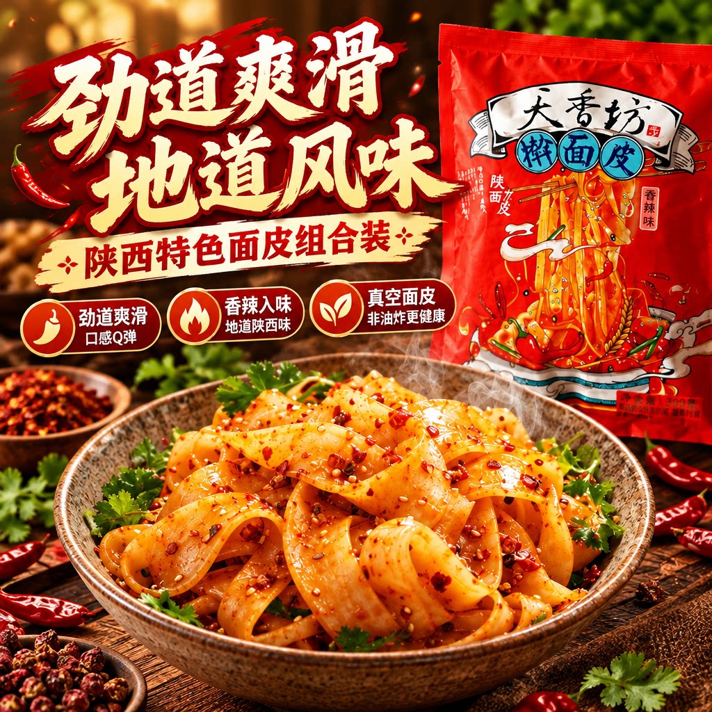 陕西擀面皮香辣味真空包装速食