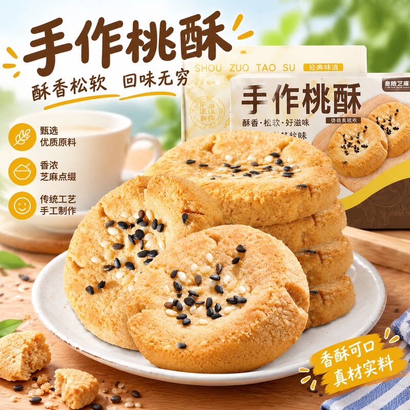 手作桃酥老式传统芝麻桃酥饼干